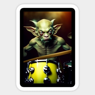 Funny Gollum playing in a heavy metal band graphic design artwork Sticker